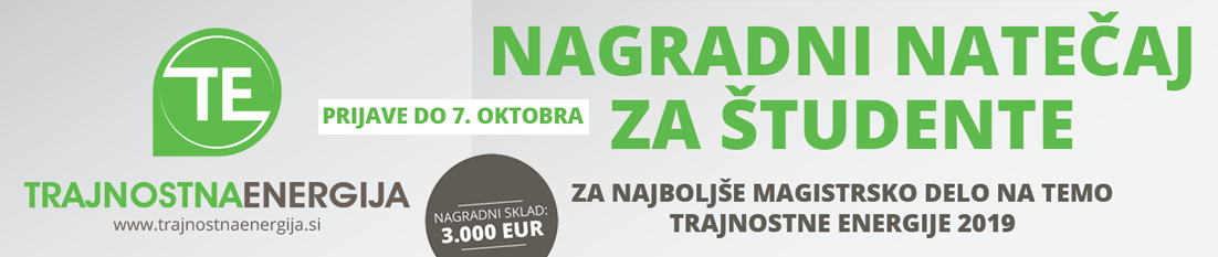 Natečaj za najboljše magistrsko delo na temo trajnostne energije 2020