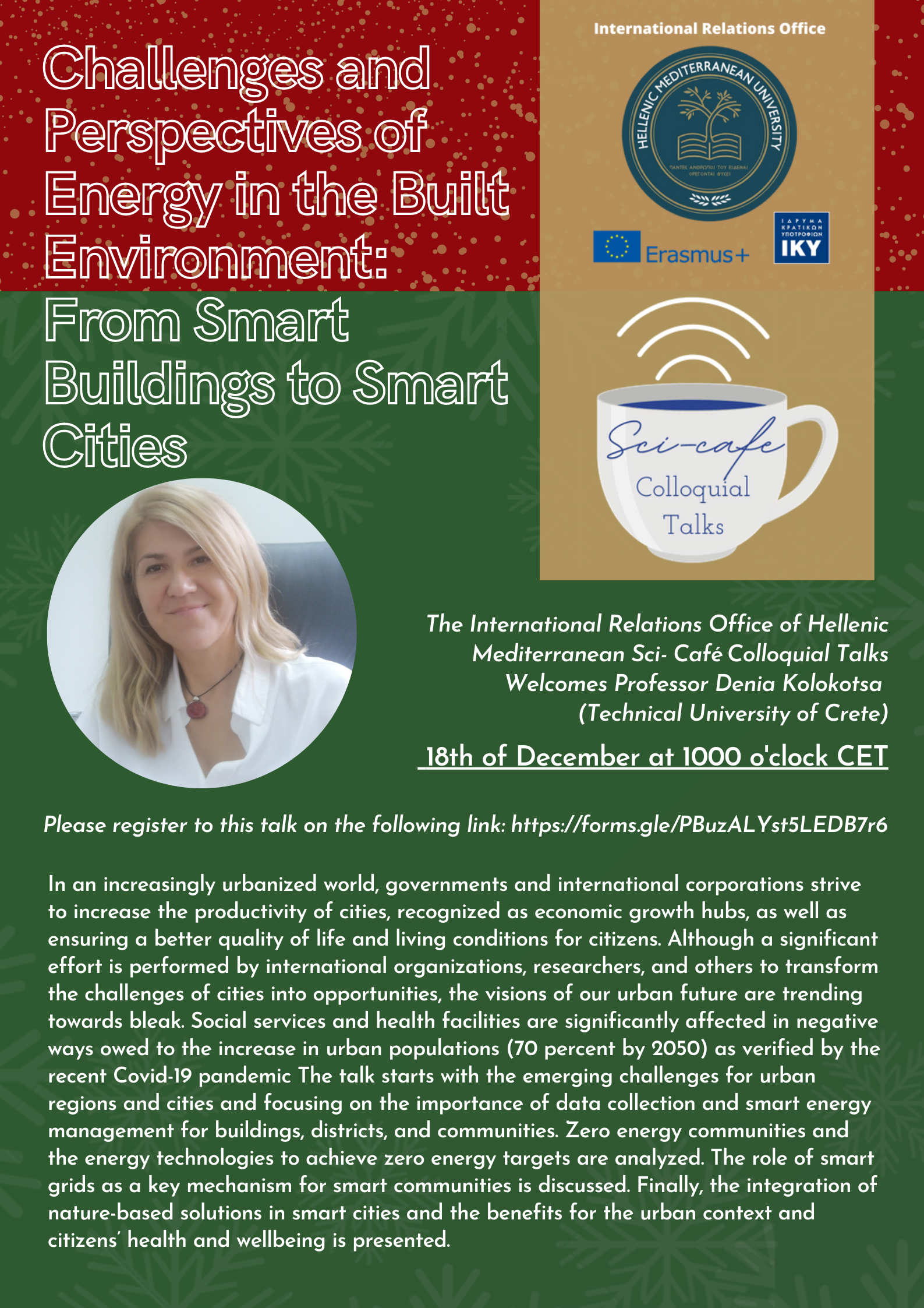 Webinar: Challenges and Perspectives of Energy in the Built Environment: From Smart Buildings to Smart Cities