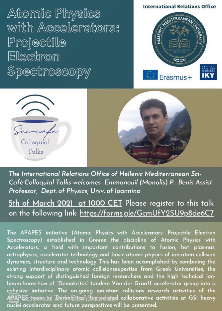 Webinar: Atomic Physics using Accelerators: Projectile Electron Spectroscopy